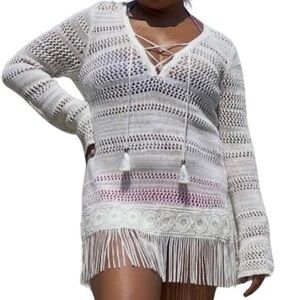 White House Black Market Ivory Knit Cover-Up